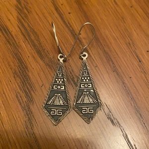 Real Silver Mayan Pyramid Earrings